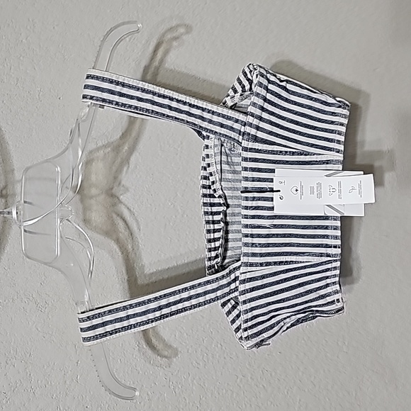 Zara Women's XS Blue Denim Striped Crop Top with Side Zip - Picture 3 of 4